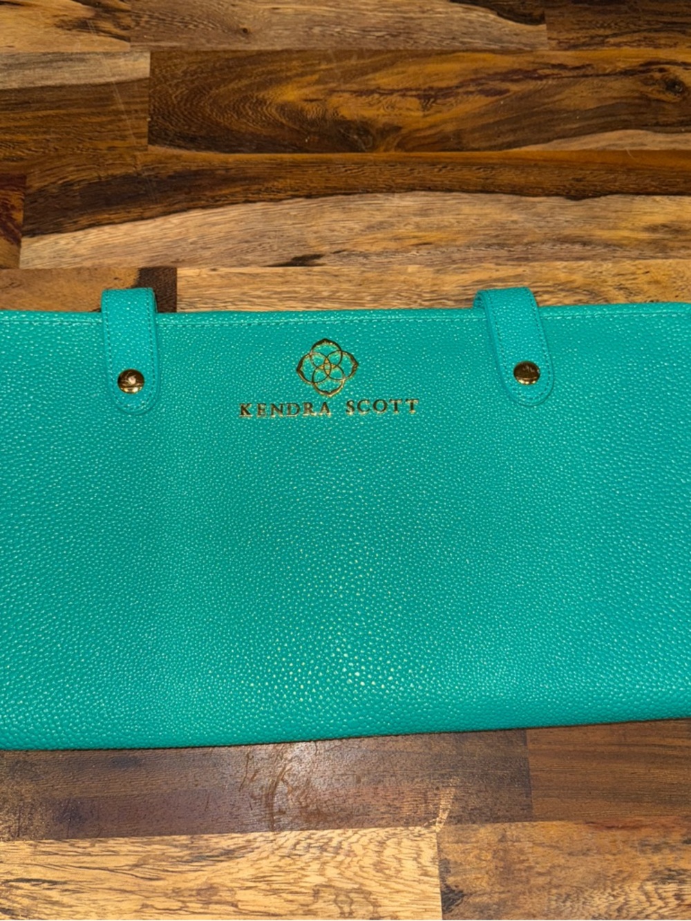 Kendra Scott Teal Travel Jewelry case with Gold Logo